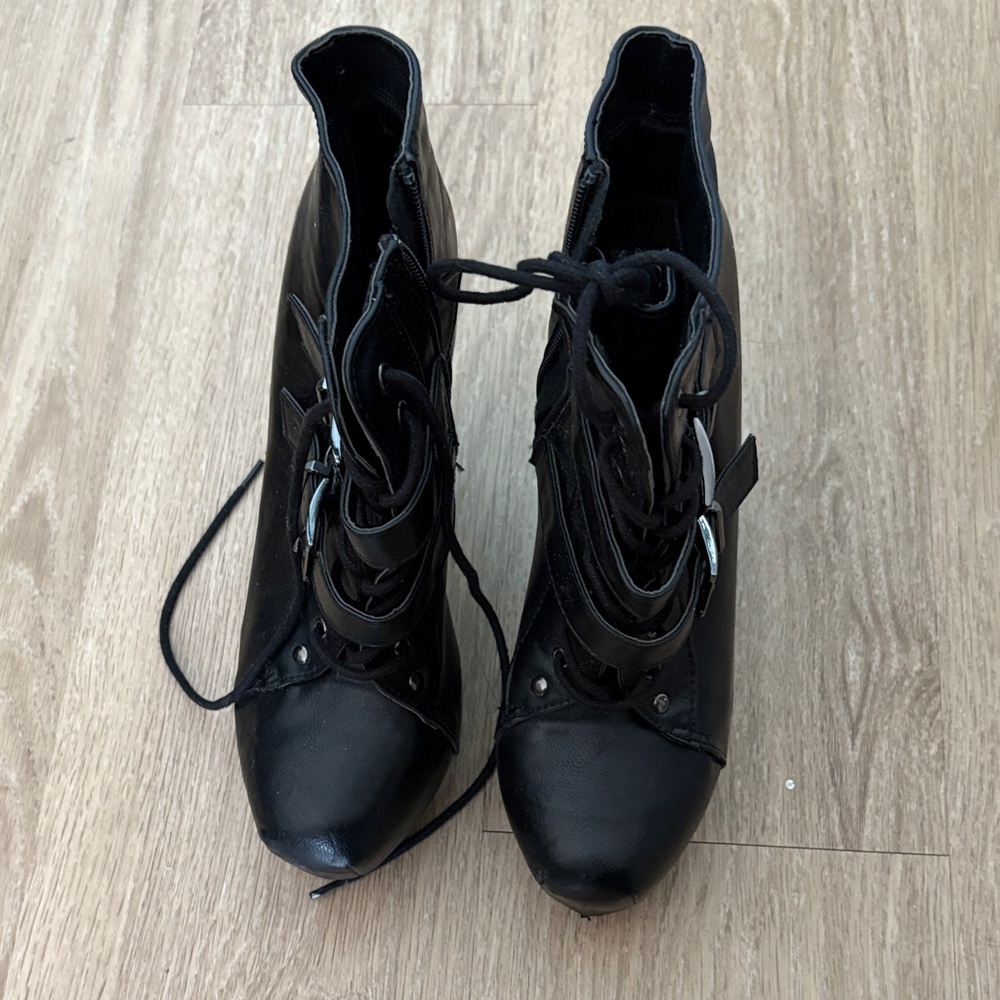 Deb Black Lace Up Women's Booties
